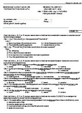 Đề kiểm tra học kỳ 1 môn Tiếng Anh Lớp 11 thí điểm - Năm học 2017-2018